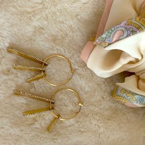 BCBGeneration Gold-Tone Pavé Bar Hoop Earrings